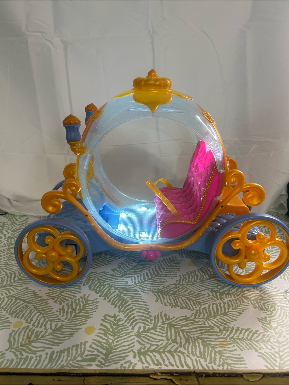 Disney Sparkling Princess Carriage lights up- Pink, Blue & Gold